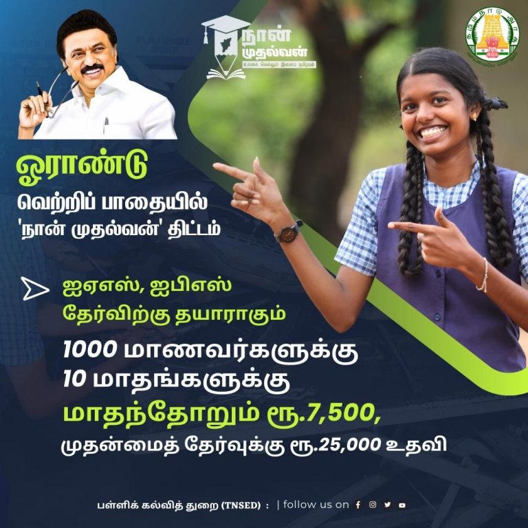 மாணவ – மாண­வி­யர் – இளை­ஞர்­க­ளி­டம் மாபெ­ரும் வர­வேற்பை பெற்­றுள்ள ‘‘நான் முதல்­வன்’’ திட்­டத்­தின் ஓராண்டு வெற்றி விழா!